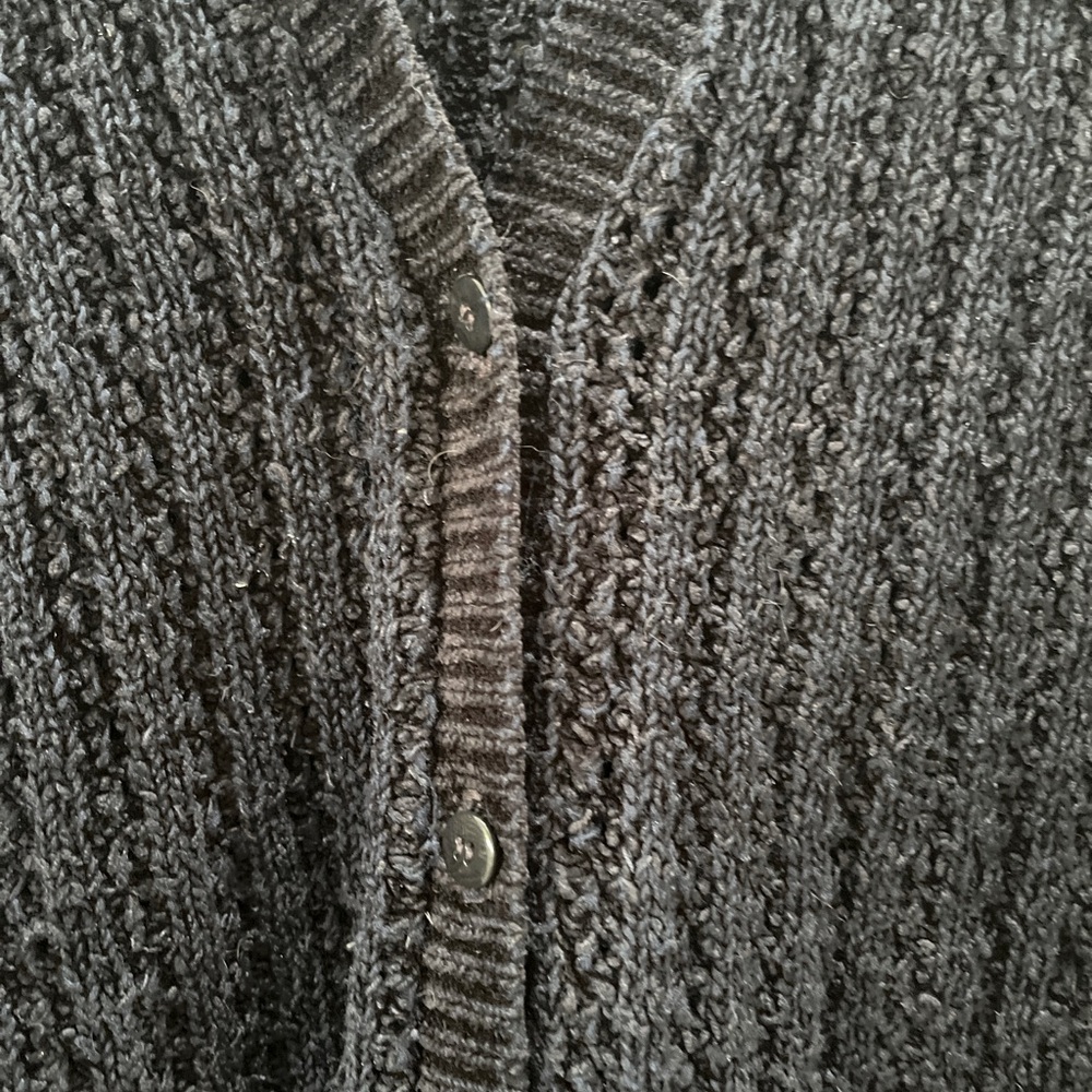 Vintage Eileen Fisher Navy Blue Chenille Long Sleeved Cardigan Sweater S - Picture 4 of 6
